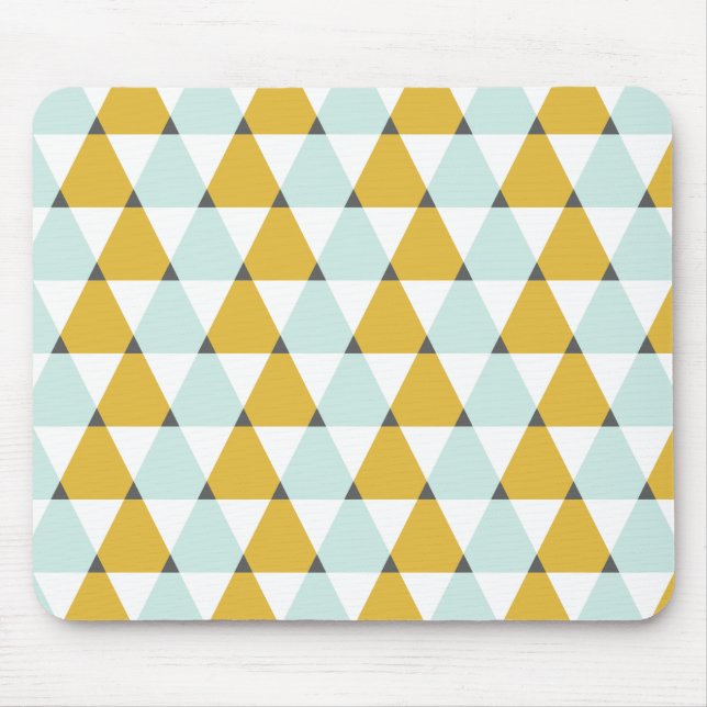 Modern Geometric Mint Yellow Triangles Pattern Mouse Pad (Front)