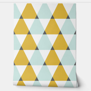Modern Geometric Mint Yellow Triangles Pattern Wallpaper