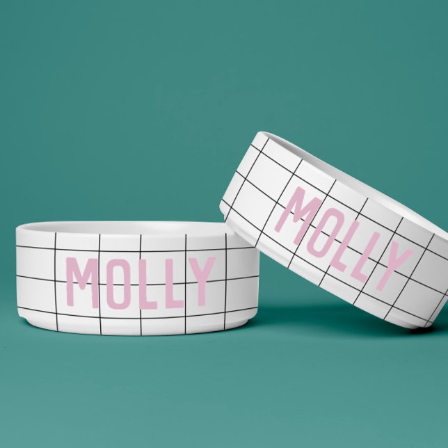 Modern geometric monochrome grid girly minimal bowl (Creator Uploaded)