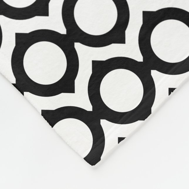 Modern Geometric Monogram Black White Fleece Blanket (Corner)