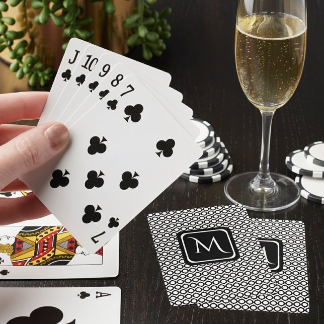 Modern Geometric Monogram Black White Playing Cards (Creator Uploaded)