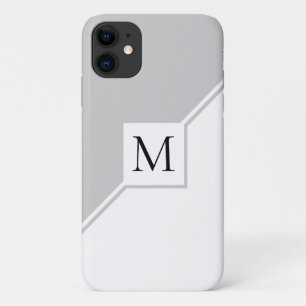 Modern geometric monogram grey iPhone 11 case