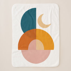 Modern Geometric Moon Abstract Art Sherpa Blanket