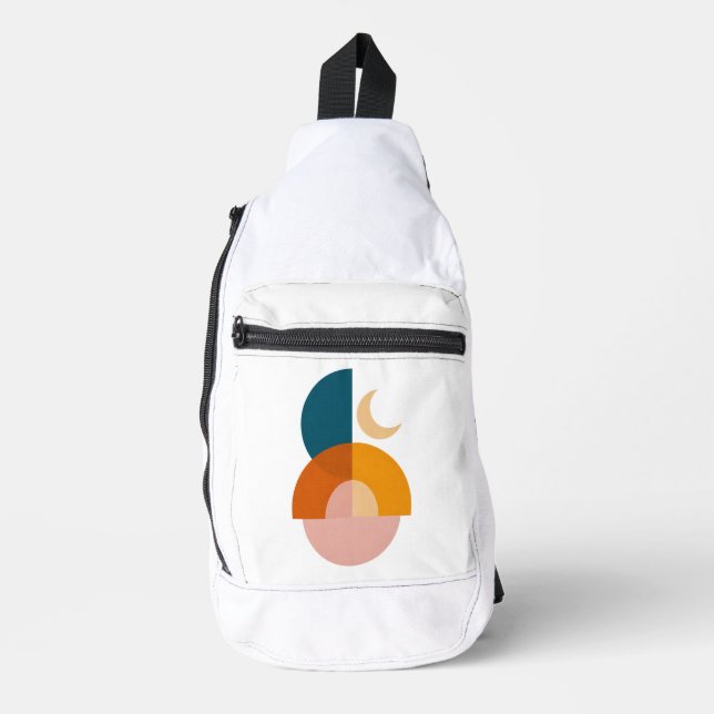 Modern Geometric Moon Abstract Art Sling Bag (Front)