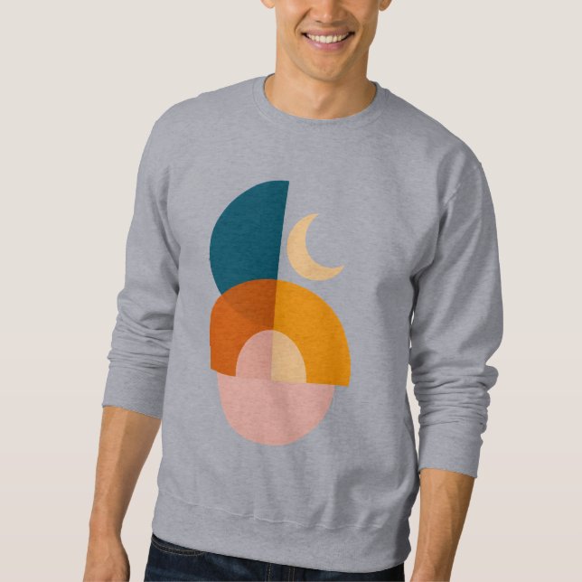 Modern Geometric Moon Abstract Art Sweatshirt (Front)