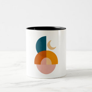 Modern Geometric Moon Abstract Art Two-Tone Coffee Mug