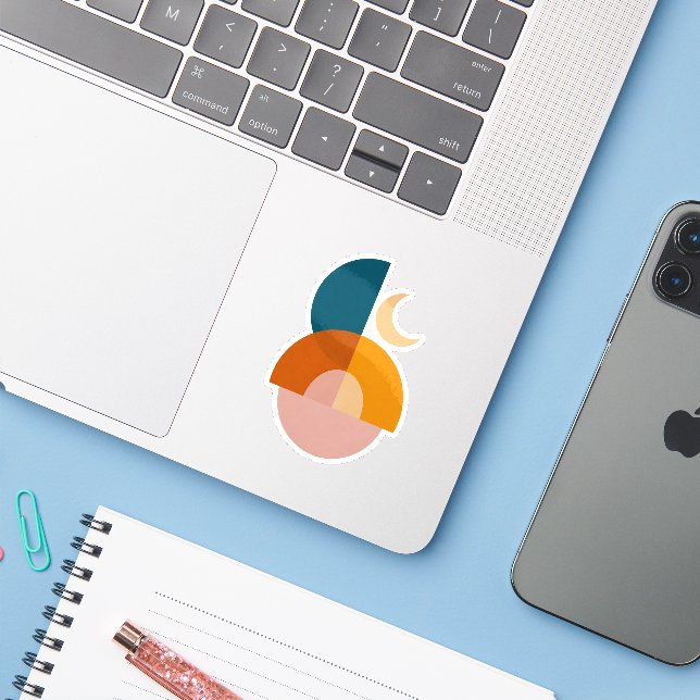 Modern Geometric Moon Abstract Art Vinyl (Laptop w/ iPhone)