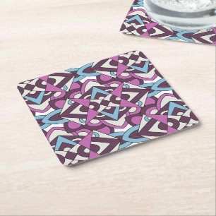 Modern Geometric Mosaic – Abstract Color Pattern Square Paper Coaster
