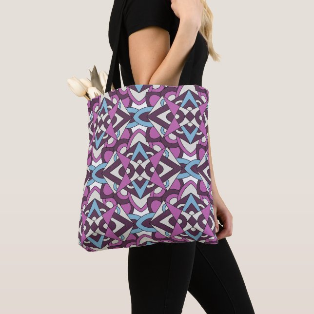 Modern Geometric Mosaic – Abstract Color Pattern Tote Bag (Close Up)
