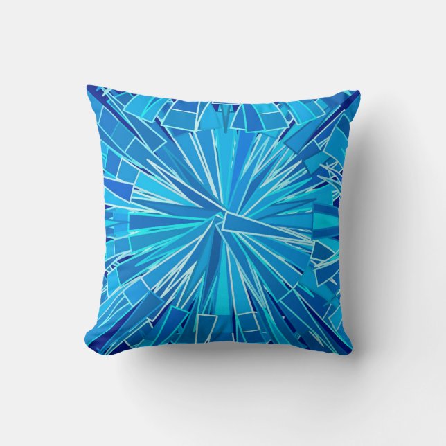 Modern Geometric Mosaic, Cobalt and Sky Blue Cushion (Front)