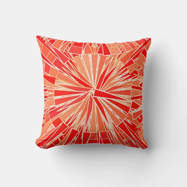 Modern Geometric Mosaic, Coral Orange Cushion (Front)