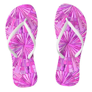 Modern Geometric Mosaic, Violet and Orchid Thongs
