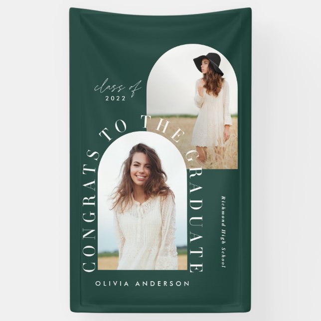 Modern geometric multi photo arch graduation banne banner (Vertical)