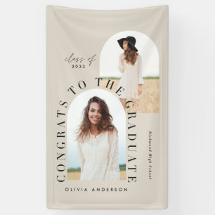 Modern geometric multi photo arch graduation banner