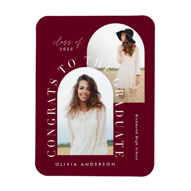 Modern geometric multi photo arch graduation magnet (Vertical)