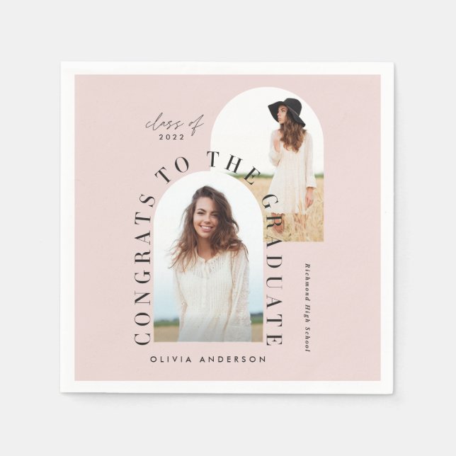 Modern geometric multi photo arch graduation napki napkin (Front)