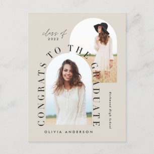 Modern geometric multi photo arch graduation postcard