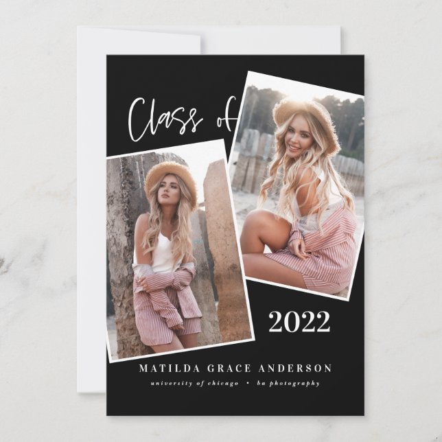 Modern geometric multi photo graduation party (Front)