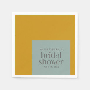Modern Geometric Mustard Sage Bridal Shower Custom Napkin
