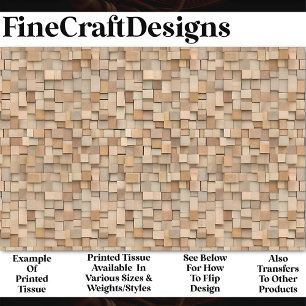 Modern Geometric Natural Wood Blocks Z1 Decoupage Tissue Paper