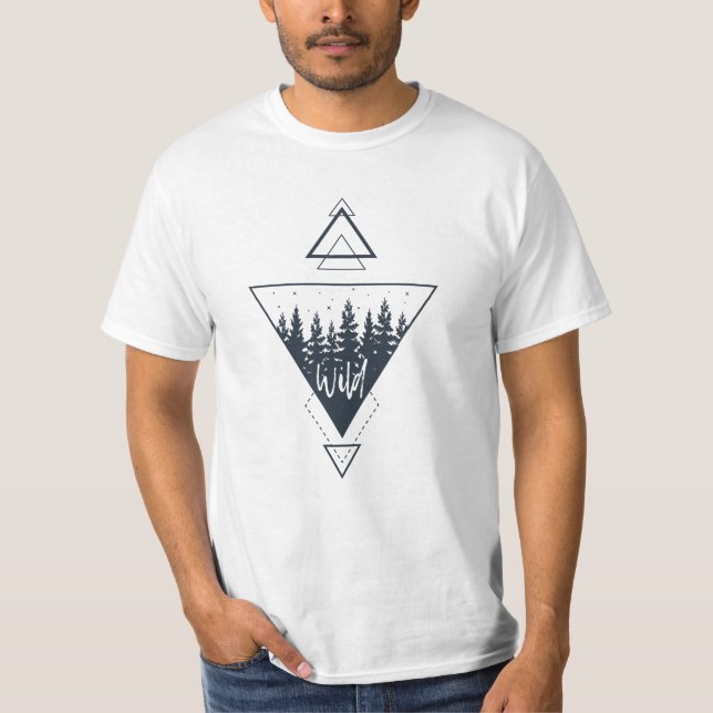 Modern Geometric Nature Forest Boho Triangles T-Shirt (Front)