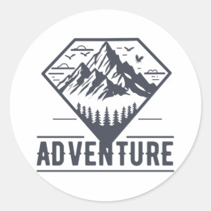 Modern Geometric Nature Mountains Adventure Classic Round Sticker
