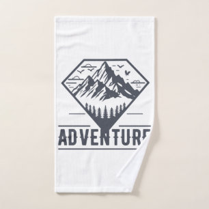 Modern Geometric Nature Mountains Adventure Hand Towel