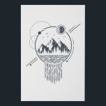 Modern Geometric Nature Mountains Waterfall Boho Faux Canvas Print<br><div class="desc">Cool bohemian geometric nature graphic featuring mountains with a waterfall and simple shapes.</div>