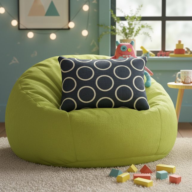 Modern Geometric Navy Blue Accent Pillow (Modern geometric pattern pillow.)