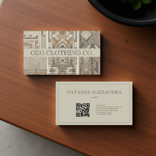 Modern Geometric Neutral Earthy Leaf  Business Card