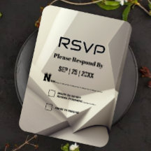 Modern Geometric Neutral Silver Style Rsvp Card