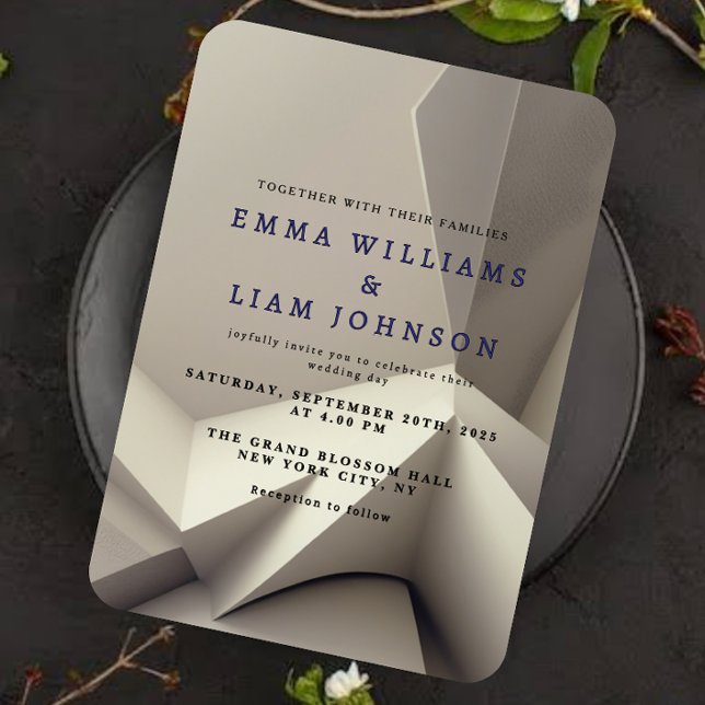 Modern Geometric Neutral Wedding Invitation (Creator Uploaded)