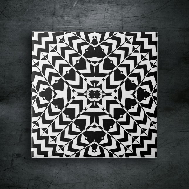 Modern Geometric Op Art Black and White Pattern Ceramic Tile (Creator Uploaded)