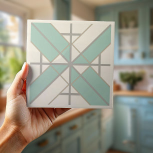 Modern Geometric Pat#8 Sea Green ID1078 Ceramic Tile