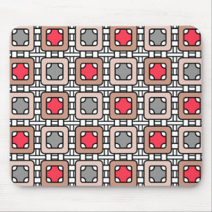 modern geometric pattern art deco grey red, beige  mouse pad