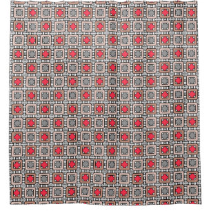 modern geometric pattern art deco grey red, beige  shower curtain