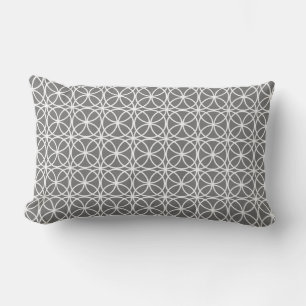 Modern Geometric Pattern Grey Lumbar Cushion