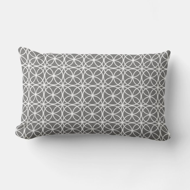 Modern Geometric Pattern Grey Lumbar Cushion (Front)