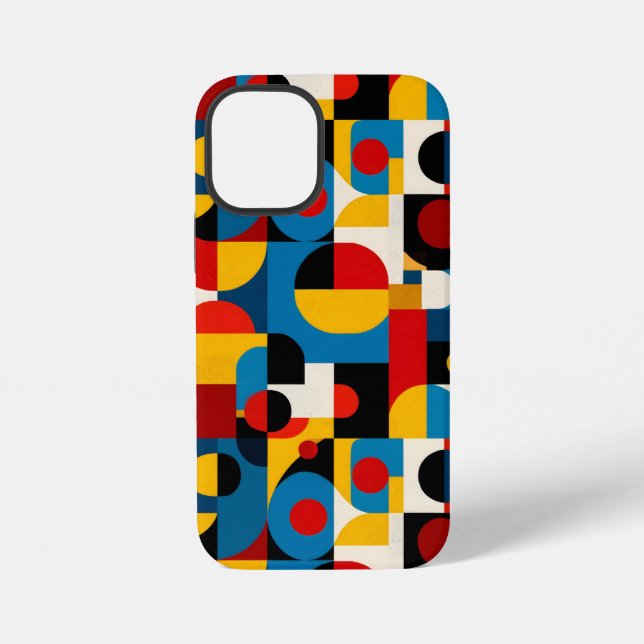 Modern Geometric Pattern in Bauhaus Style iPhone Case (Back)