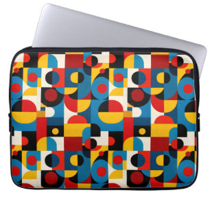 Modern Geometric Pattern in Bauhaus Style Laptop Sleeve