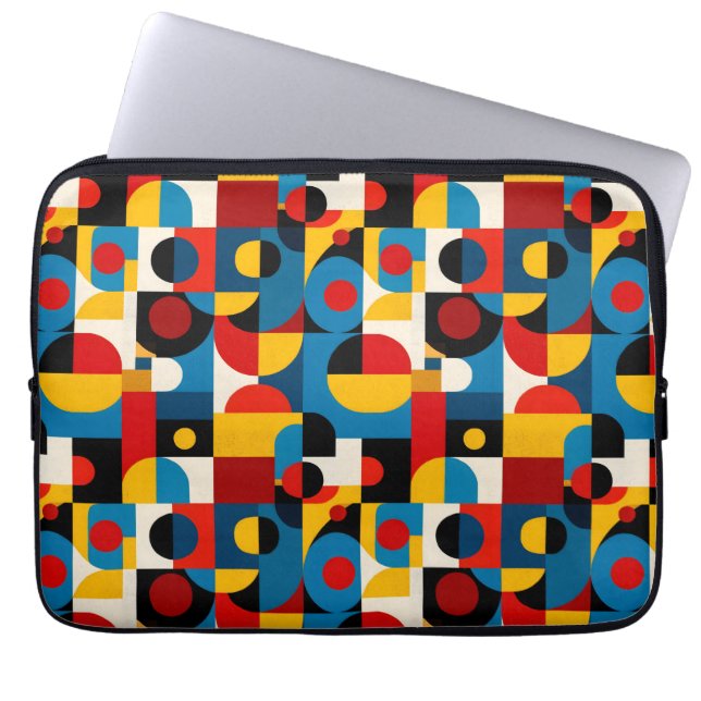 Modern Geometric Pattern in Bauhaus Style Laptop Sleeve (Front)