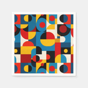 Modern Geometric Pattern in Bauhaus Style Napkin