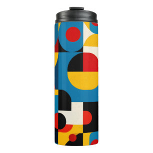 Modern Geometric Pattern in Bauhaus Style Thermal Tumbler