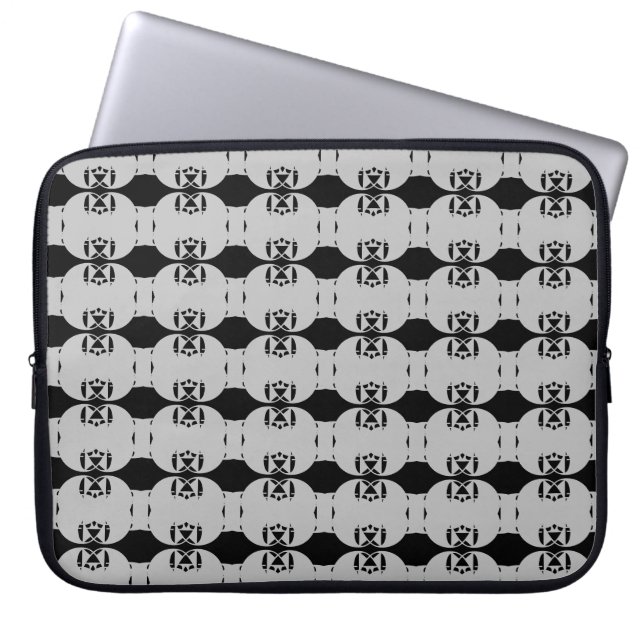 Modern Geometric Pattern in Black & Light Grey Laptop Sleeve (Front)