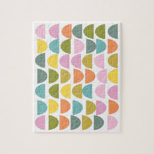 Modern Geometric Pattern in Cute Spring Colours Jigsaw Puzzle