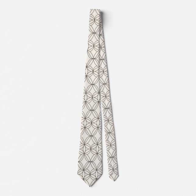 Modern Geometric Pattern | Minimalist Cream &Black Tie (Front)