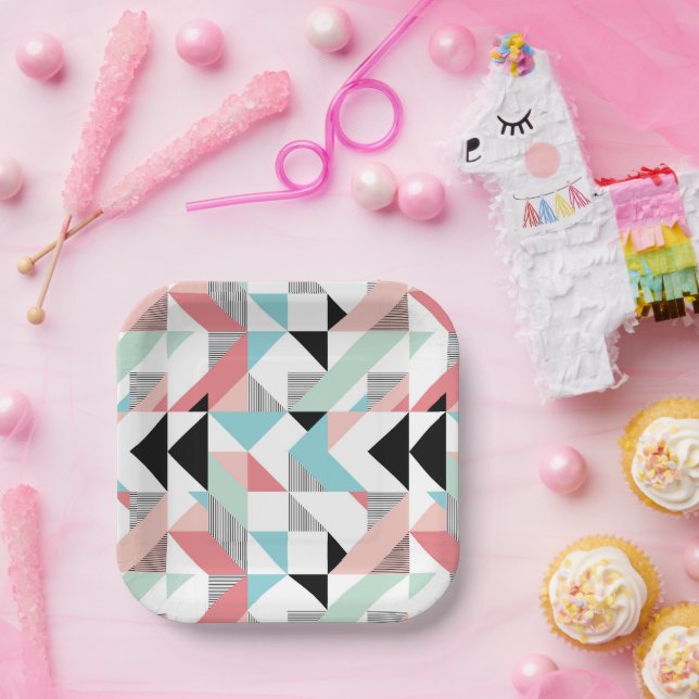 Modern Geometric Pattern Paper Plate (Party)