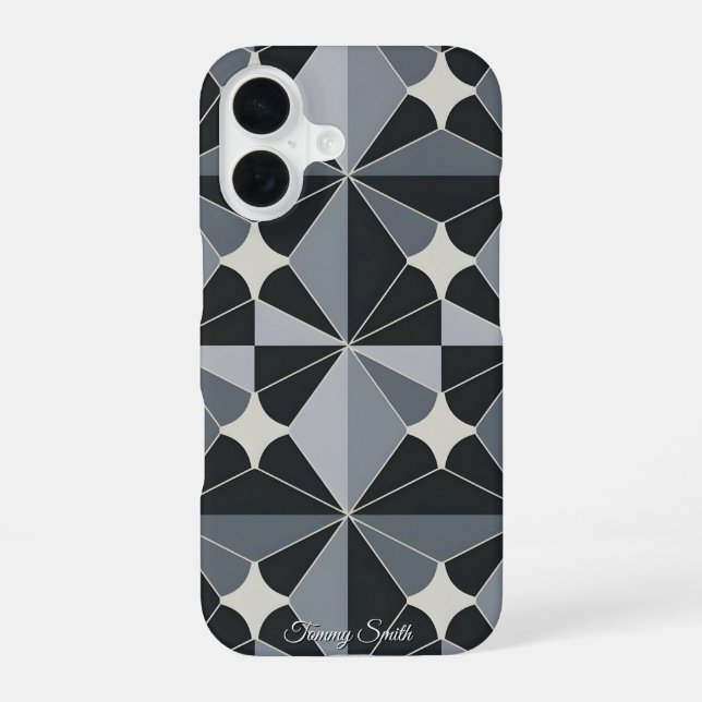 Modern Geometric Pattern- Stylish Design iPhone 16 Case (Back)