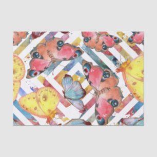 Modern Geometric Pattern with Butterflies Tissue Paper