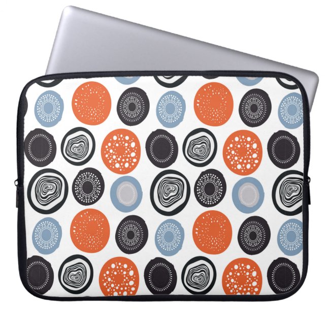 Modern geometric pattern with drawn circles laptop sleeve (Front)